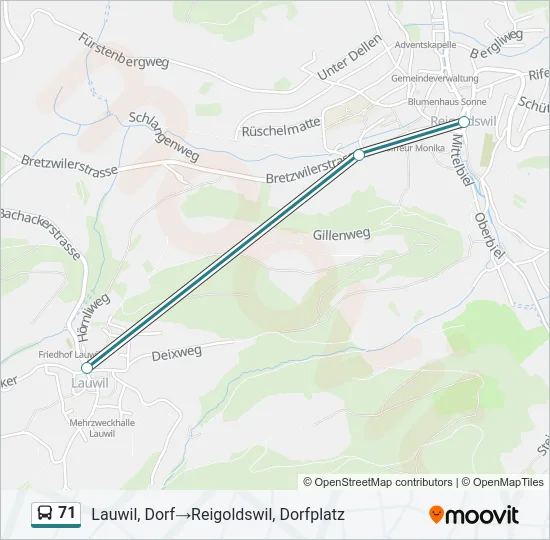 71 Bus Line Map
