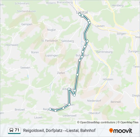 71 Bus Line Map