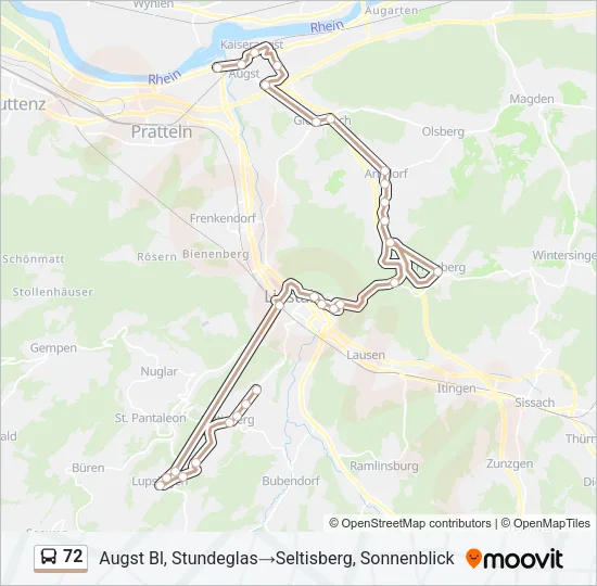 72 Bus Line Map