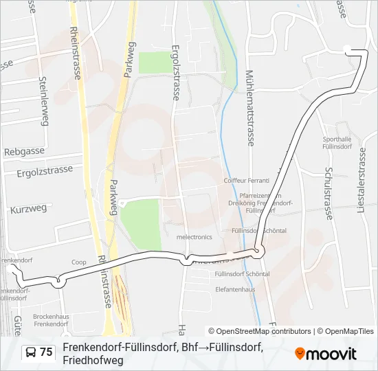 75 Bus Line Map