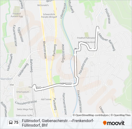 75 Bus Line Map