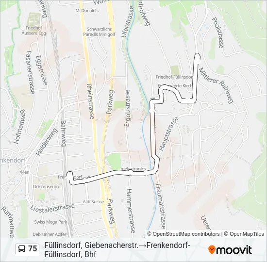 75 Bus Line Map