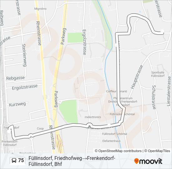 75 Bus Line Map