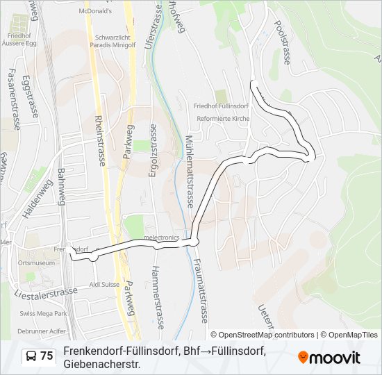 75 Bus Line Map