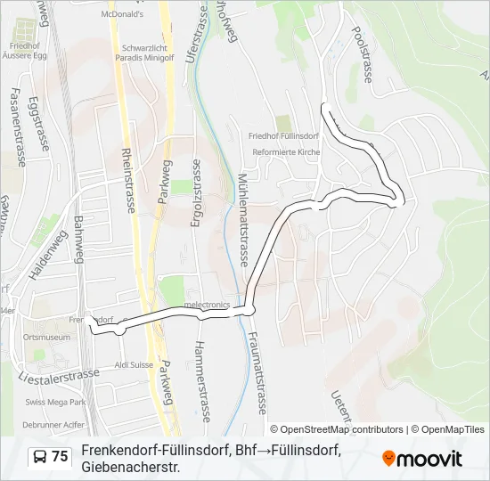 75 Bus Line Map