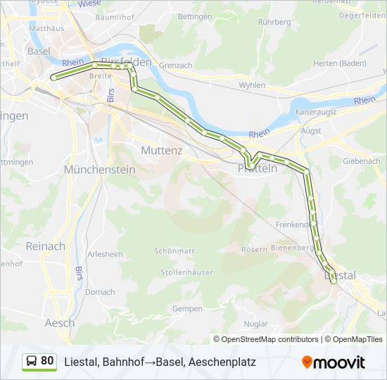 80 Bus Line Map