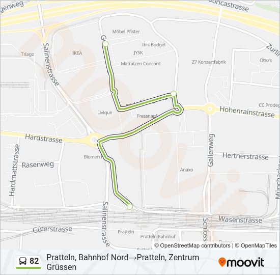 82 Bus Line Map