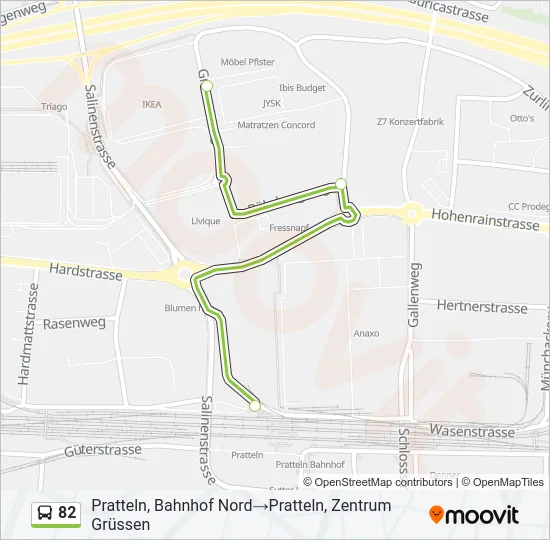 82 Bus Line Map