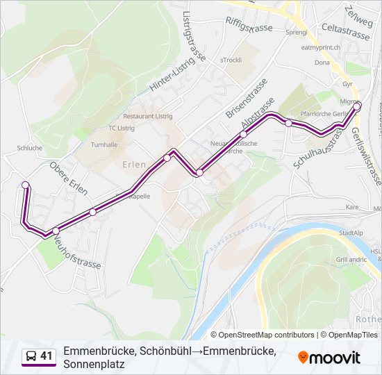 41 Bus Line Map