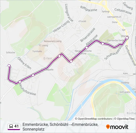 41 Bus Line Map