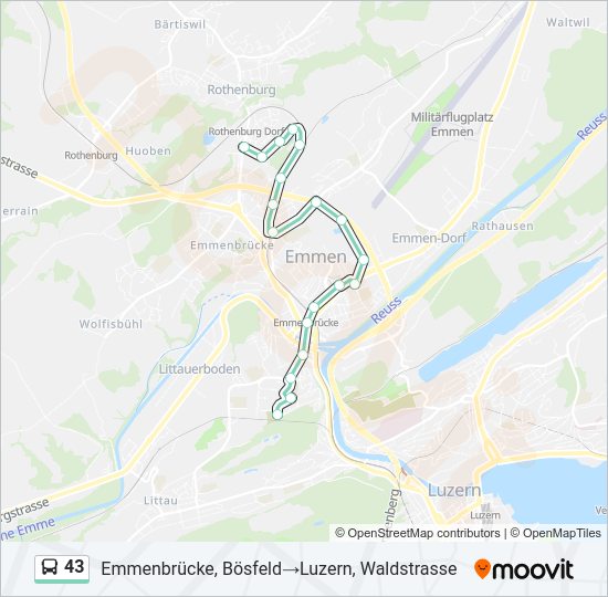 43 Bus Line Map
