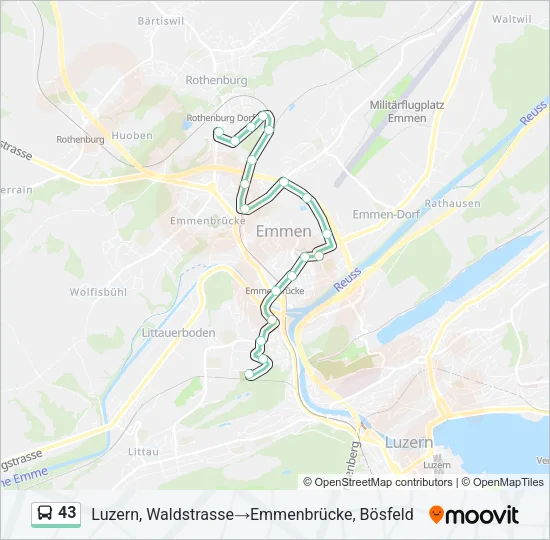 43 Bus Line Map