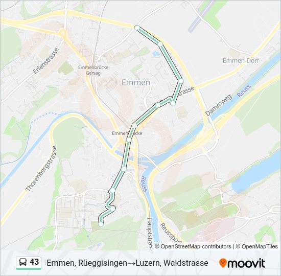 43 Bus Line Map