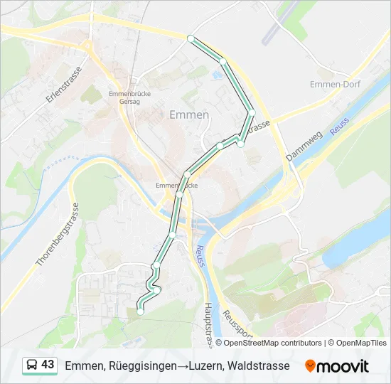 43 Bus Line Map