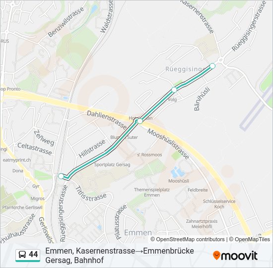 44 Bus Line Map