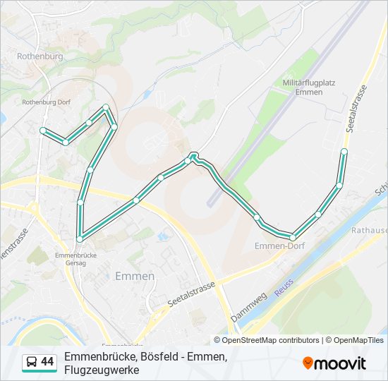 44 bus Line Map