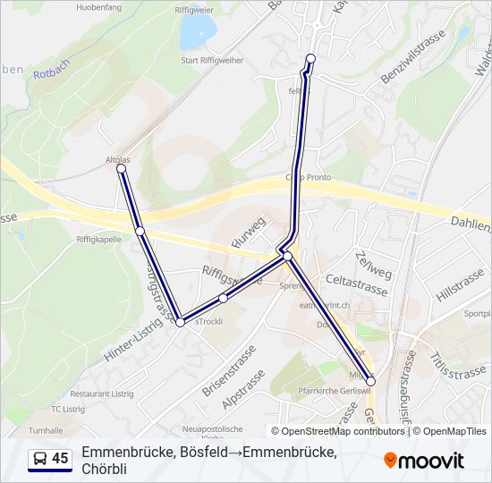 45 Bus Line Map