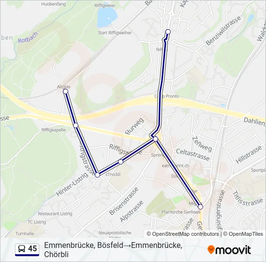 45 Bus Line Map