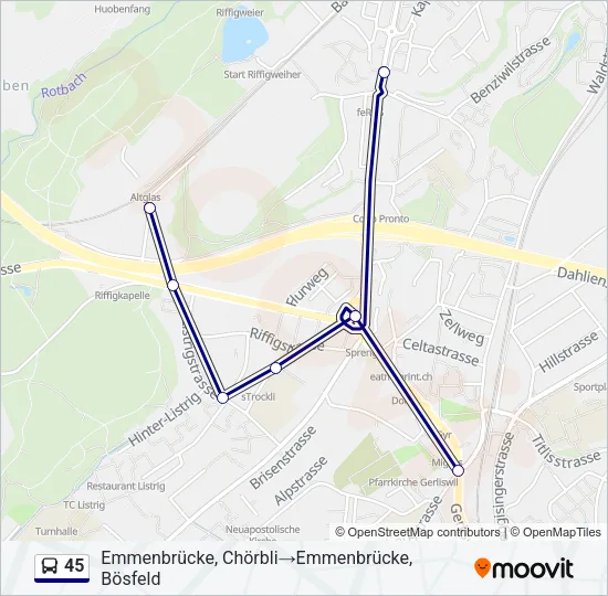 45 Bus Line Map