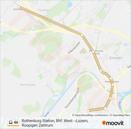 Plan de la ligne 46 de bus