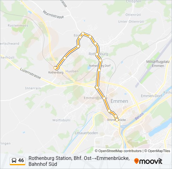 46 Bus Line Map