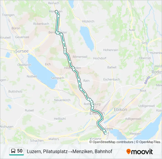 Plan de la ligne 50 de bus