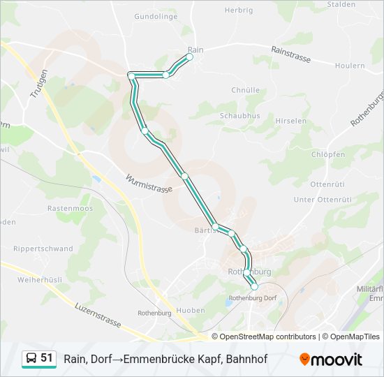 51 Bus Line Map