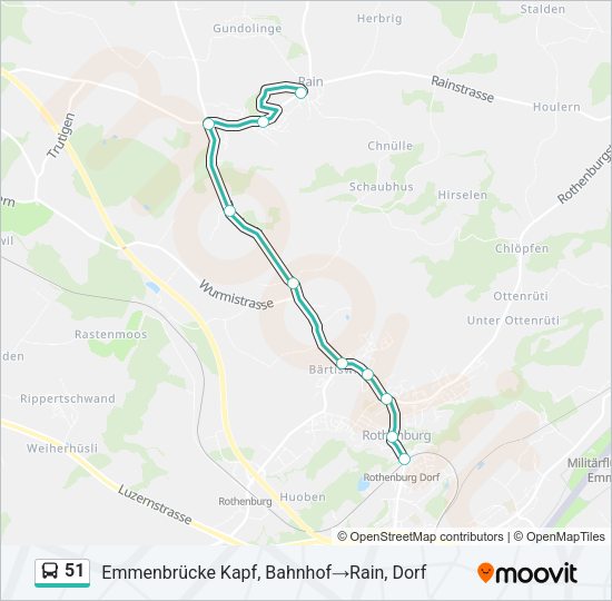 51 Bus Line Map