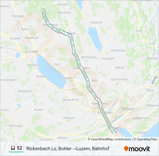 Plan de la ligne 52 de bus