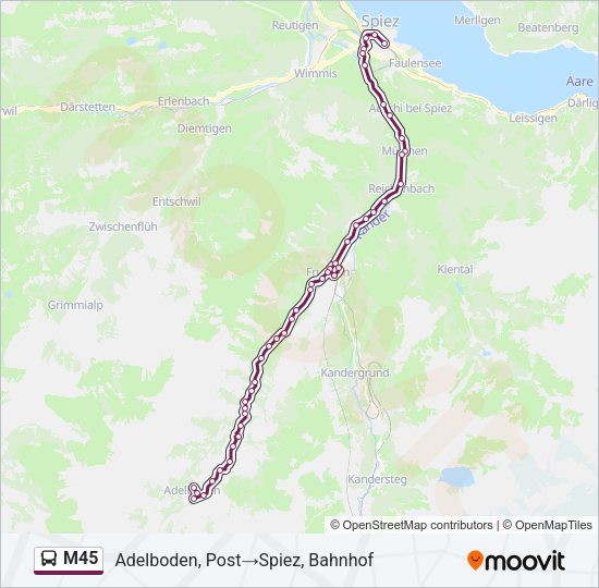 M45 Bus Line Map