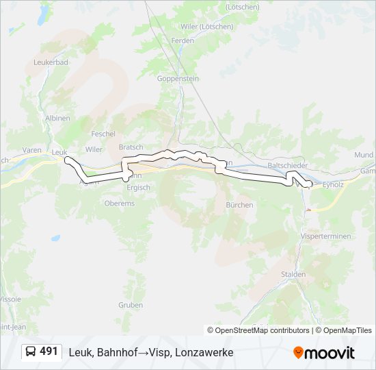 491 Bus Line Map
