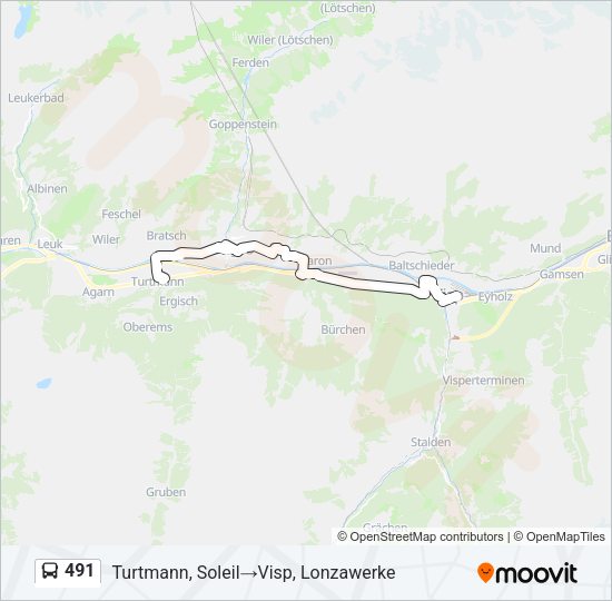 491 Bus Line Map