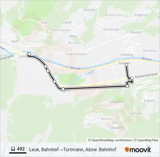 492 Bus Line Map