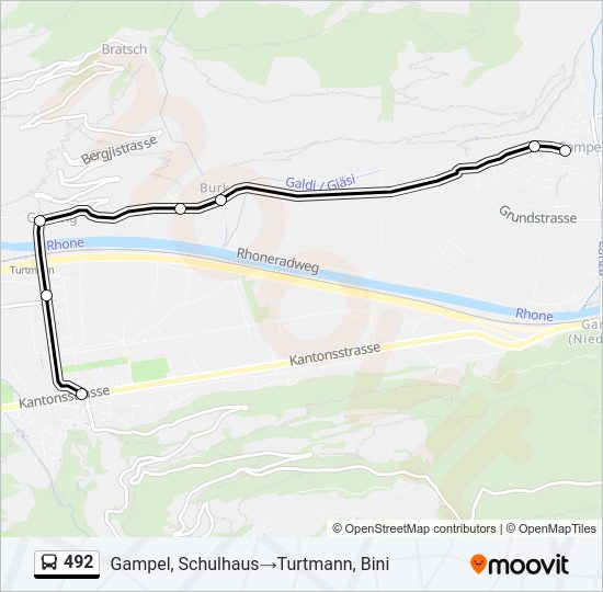 492 Bus Line Map