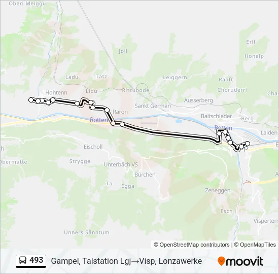 493 Bus Line Map