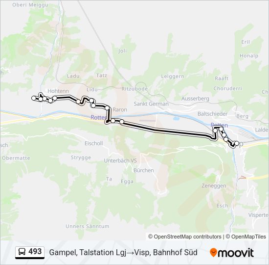 493 Bus Line Map