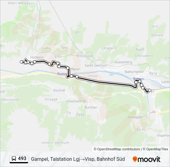 493 Bus Line Map