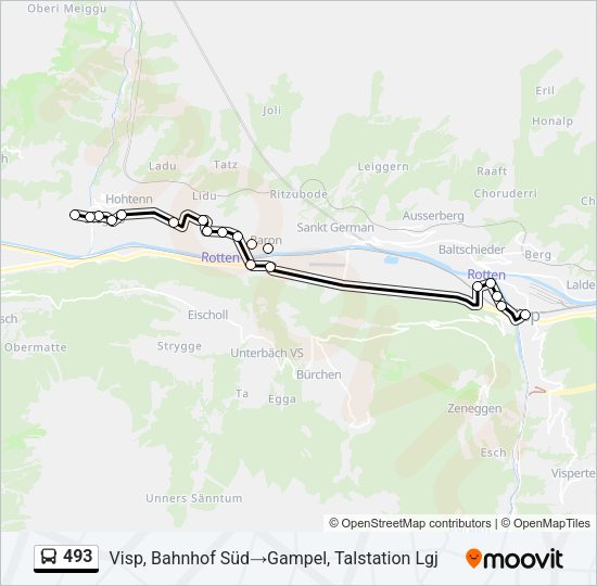 493 Bus Line Map