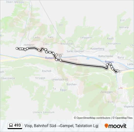 493 Bus Line Map