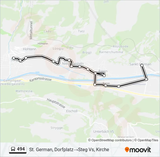 Plan de la ligne 494 de bus