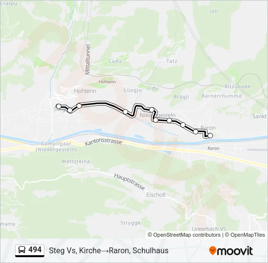 Plan de la ligne 494 de bus