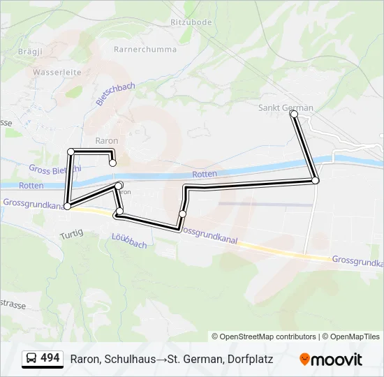 Plan de la ligne 494 de bus