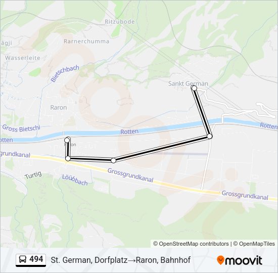 494 Bus Line Map