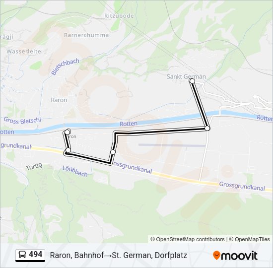 494 Bus Line Map