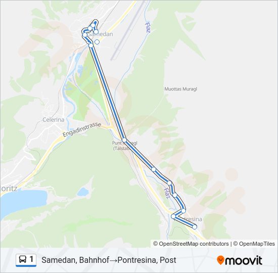 Plan de la ligne 1 de bus