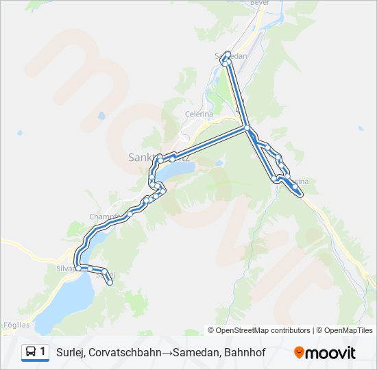 Plan de la ligne 1 de bus