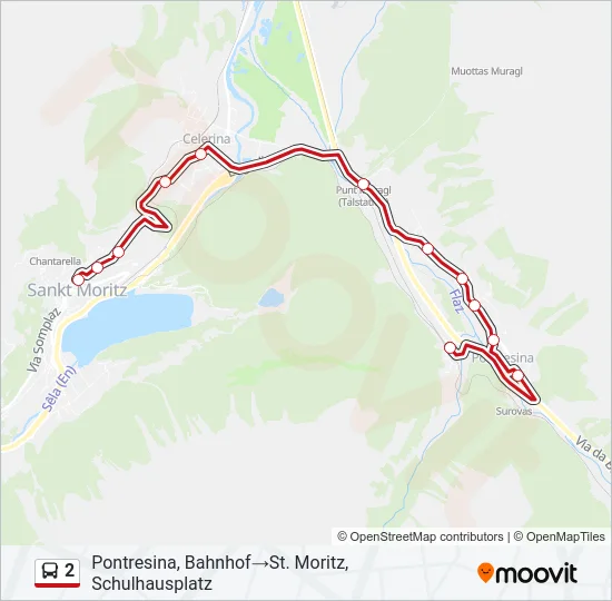 Plan de la ligne 2 de bus