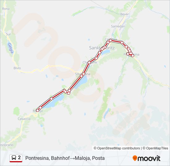 Plan de la ligne 2 de bus