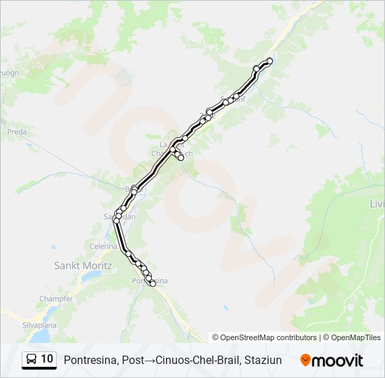 Plan de la ligne 10 de bus