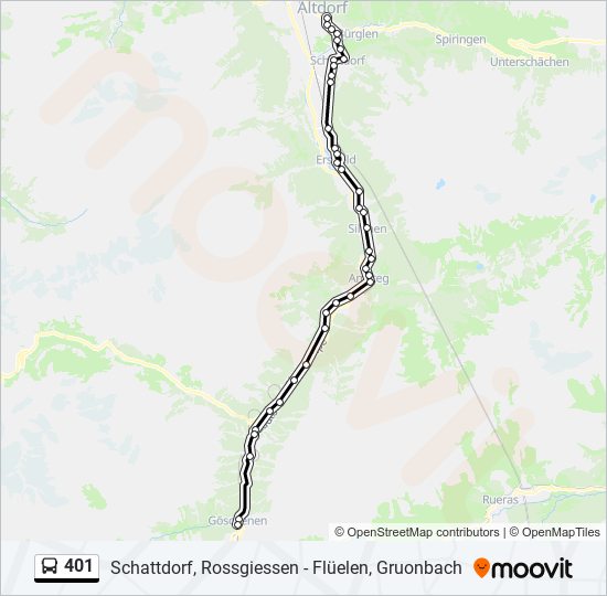 Plan de la ligne 401 de bus